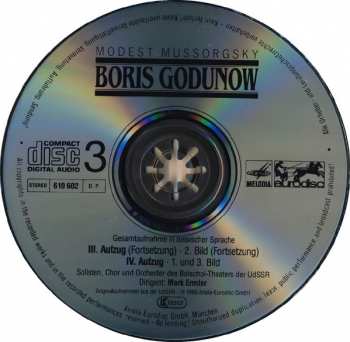 3CD Modest Mussorgsky: Boris Godunow - Gesamtaufnahme in russischer Sprache