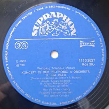 LP Prague Chamber Orchestra: W.A. Mozart Koncerty Pro Hoboj A Orchestr K.314, K.294 b