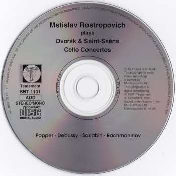 CD Mstislav Rostropovich: Dvorak & Saint-Saëns Cello concertos, Popper, Debussy, Scriabin, Rachmaninov