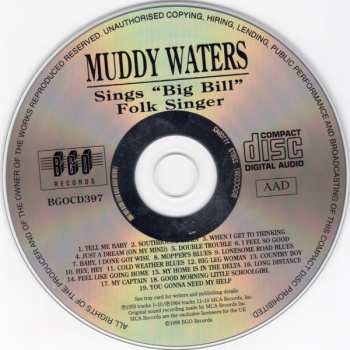 CD Muddy Waters: Muddy Waters Sings "Big Bill"/Folk Singer