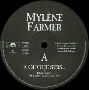 LP Mylène Farmer: A Quoi Je Sers... (Club Remix) LTD