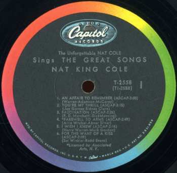 LP Nat King Cole: The Unforgettable Nat Cole Sings The Great Songs!