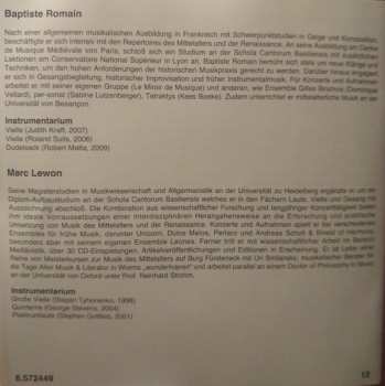 CD Ensemble Leones: A Minnesinger And His 'Vale Of Tears': Songs And Interludes