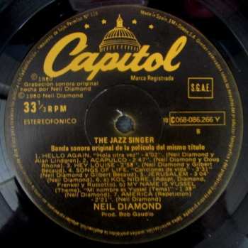 LP Neil Diamond: The Jazz Singer (Canciones De La Banda Sonora Original De La Película)