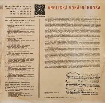 LP Noví Pěvci Madrigalů A Komorní Hudby: Anglická Vokální Hudba XI.-XVI. Století