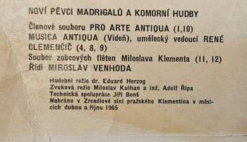 LP Noví Pěvci Madrigalů A Komorní Hudby: Anglická Vokální Hudba XI.-XVI. Století