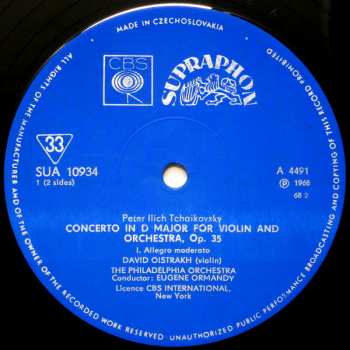 LP Pyotr Ilyich Tchaikovsky: Concerto In D Major
