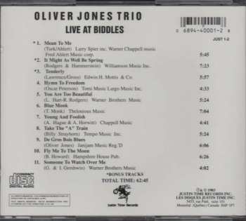 CD Oliver Jones Trio: Live At Biddles LTD