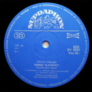 LP Ottorino Respighi: Římské Slavnosti / Římské Fontány