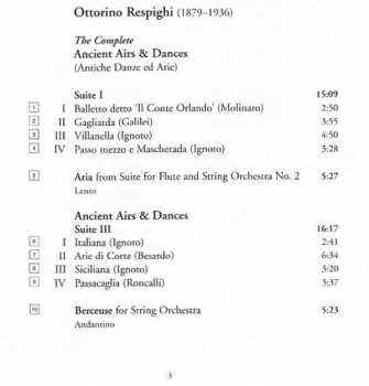 CD Ottorino Respighi: The Complete Ancient Airs & Dances (Antiche Danze Ed Arie) / Berceuse / Aria