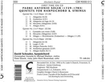 CD Padre Antonio Soler: The Quintets For Harpsichord & String Quartet Nos. 1, 2 & 3