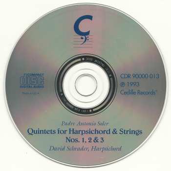 CD Padre Antonio Soler: The Quintets For Harpsichord & String Quartet Nos. 1, 2 & 3