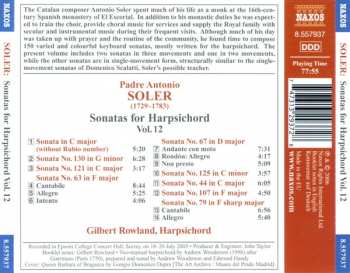 CD Padre Antonio Soler: Sonatas For Harpsichord Vol. 12