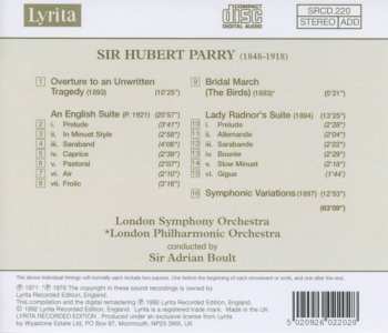 CD The London Symphony Orchestra: Overture To An Unwritten Tragedy • An English Suite • Bridal March (The Birds) • Lady Radnor's Suite • Symphonic Variations