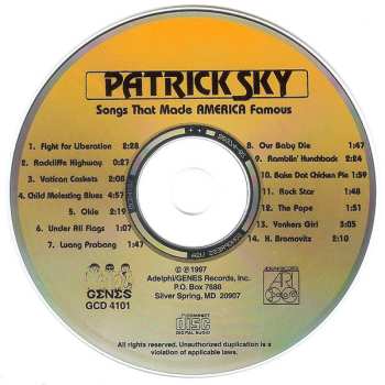 CD Patrick Sky: Songs That Made America Famous