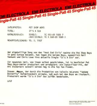 SP Pet Shop Boys: It's A Sin