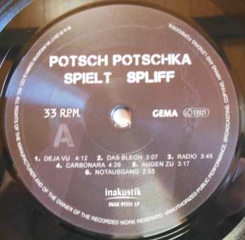 LP Bernhard Potschka: Potsch Potschka Spielt Spliff