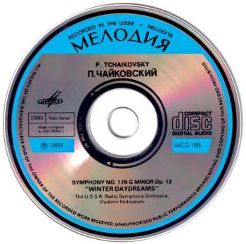CD Pyotr Ilyich Tchaikovsky: Symphony No 1 In G Minor Op.13 Winter Daydreams