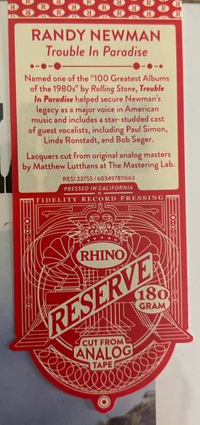 LP Randy Newman: Trouble In Paradise