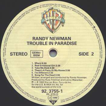 LP Randy Newman: Trouble In Paradise