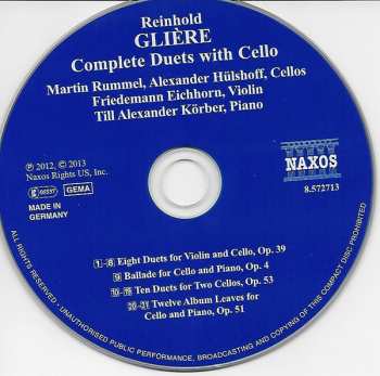 CD Martin Rummel:  Complete Duets With Cello