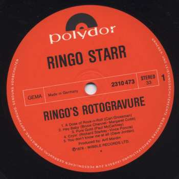 LP Ringo Starr: Ringo's Rotogravure