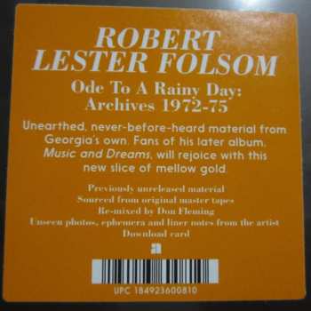 LP Robert Lester Folsom: Ode To A Rainy Day Archives 1972-19