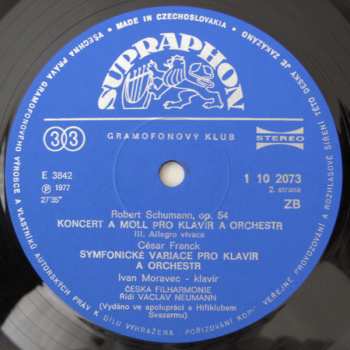 LP Ivan Moravec: Symfonické Variace Pro Klavír A Orchestr /  Koncert A Moll Pro Klavír A Orchestr Op. 54
