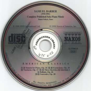 CD Samuel Barber: Solo Piano Music