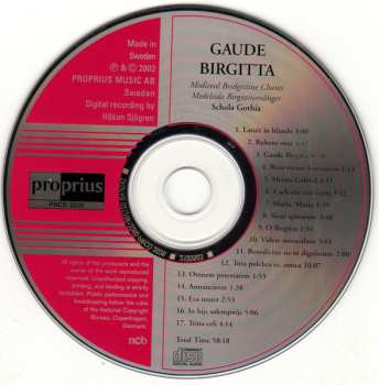 CD Schola Gothia: Gaude Birgitta