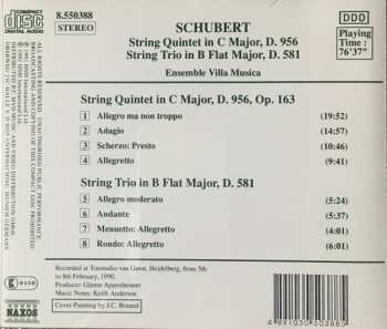 CD Franz Schubert: String Quintet In C Major, D. 956 / String Trio In B Flat Major, D. 581
