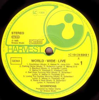 2LP Scorpions: World Wide Live