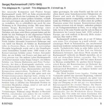 CD Sergei Vasilyevich Rachmaninoff: Piano Trios
