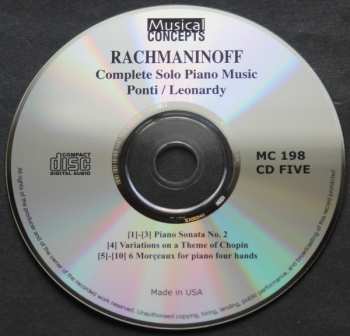 6CD Sergei Vasilyevich Rachmaninoff: Rachmaninoff Complete Piano Music