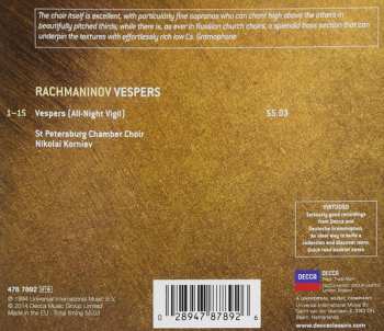 CD Sergei Vasilyevich Rachmaninoff: Vespers (All-Night Vigil)