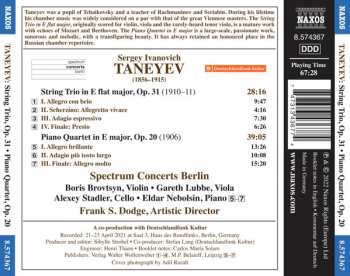 CD Sergey Ivanovich Taneyev: String Trio, Op. 31 • Piano Quartet, Op. 20