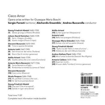 CD Sergio Foresti: Cieco Amor: Opera Arias Written  For Giuseppe Maria Boschi