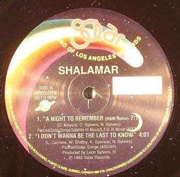 LP Shalamar: A Night To Remember (Remix) / I Don't Wanna Be The Last To Know / Right In The Socket / This Is For The Lover In You