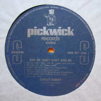 LP Shirley Bassey: Kiss Me Honey, Honey, Kiss Me