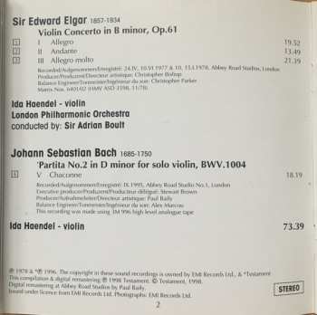 CD Sir Adrian Boult: Ida Haendel Plays Elgar’s Violin Concerto & Bach’s Chaconne