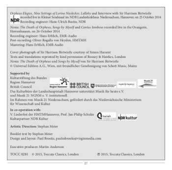 CD Harrison Birtwistle: Songs 1970-2006