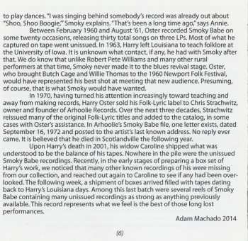 CD Smoky Babe: Way Back In The Country Blues (The Lost Dr. Oster Recordings)