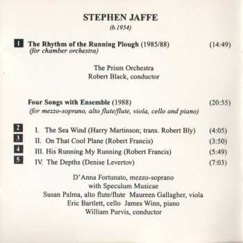 CD Stephen Jaffe: The Rhythm Of The Running Plough • Four Songs With Ensemble • Double Sonata