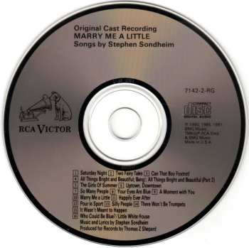 CD Stephen Sondheim: Marry Me A Little (Original Cast Recording)
