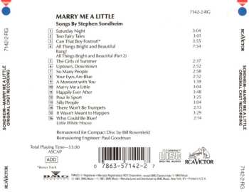 CD Stephen Sondheim: Marry Me A Little (Original Cast Recording)