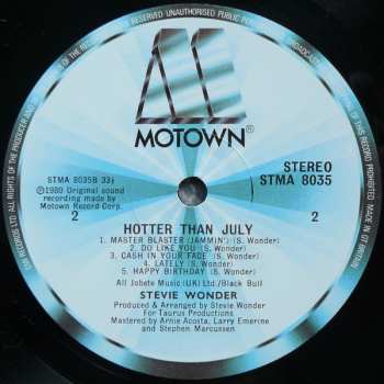 LP Stevie Wonder: Hotter Than July