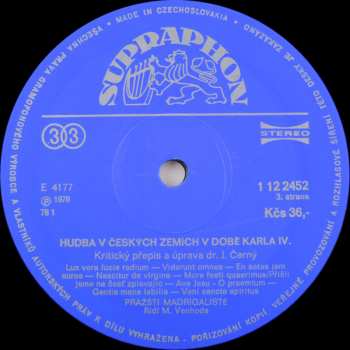 2LP Prague Madrigal Singers: Hudba V Českých Zemích V Době Karla IV. (2xLP + BOOKLET)