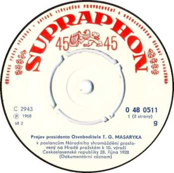 SP Tomáš Garrigue Masaryk: Projev Presidenta T. G. Masaryka V Národním Shromáždění K 10. Výročí Československé Republiky 28.10.1928