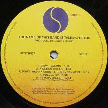 2LP Talking Heads: The Name Of This Band Is Talking Heads