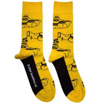 Merch The Beatles: The Beatles Unisex Ankle Socks: Sub Outline Repeat (yellow) (uk Size 4 - 7) 36 - 42